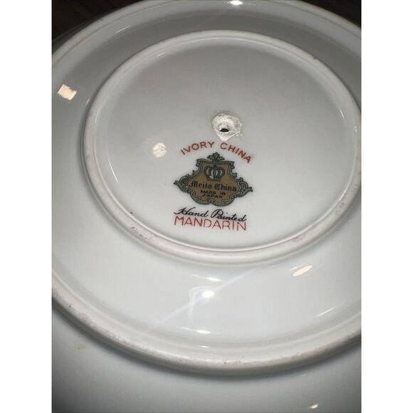 Meito MANDARIN Gravy Boat & Attached Underplate Red Gold Excellent Pristine! - Picture 6 of 8